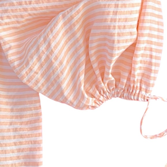 SAMPLE EUC Puff Sleeve Blouse in Apricot Seersucker Size M - Picture 9 of 10